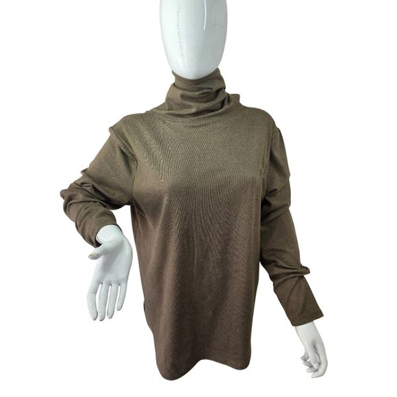 Fortune+Ivy Long Sleeve Zip Neck Tunic Top Womens XL Warm Brown Poly Blend Knit - Picture 7 of 11